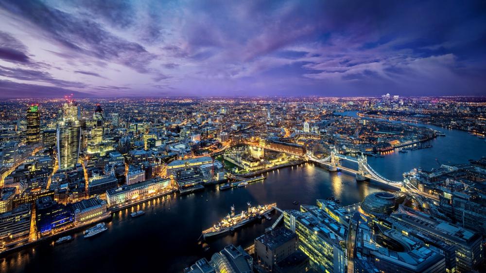 Bird's eye view of London wallpaper