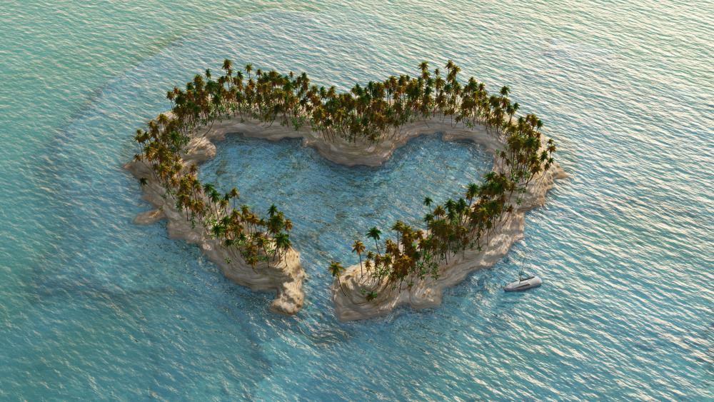 Heart shaped island wallpaper