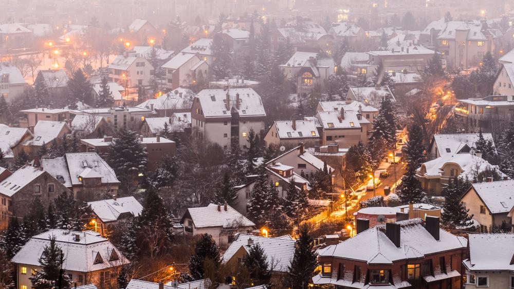 Suburban Budapest in wintertime (Hungary) wallpaper