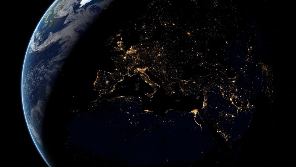 Europe, Africa & the Middle East at Night wallpaper - backiee