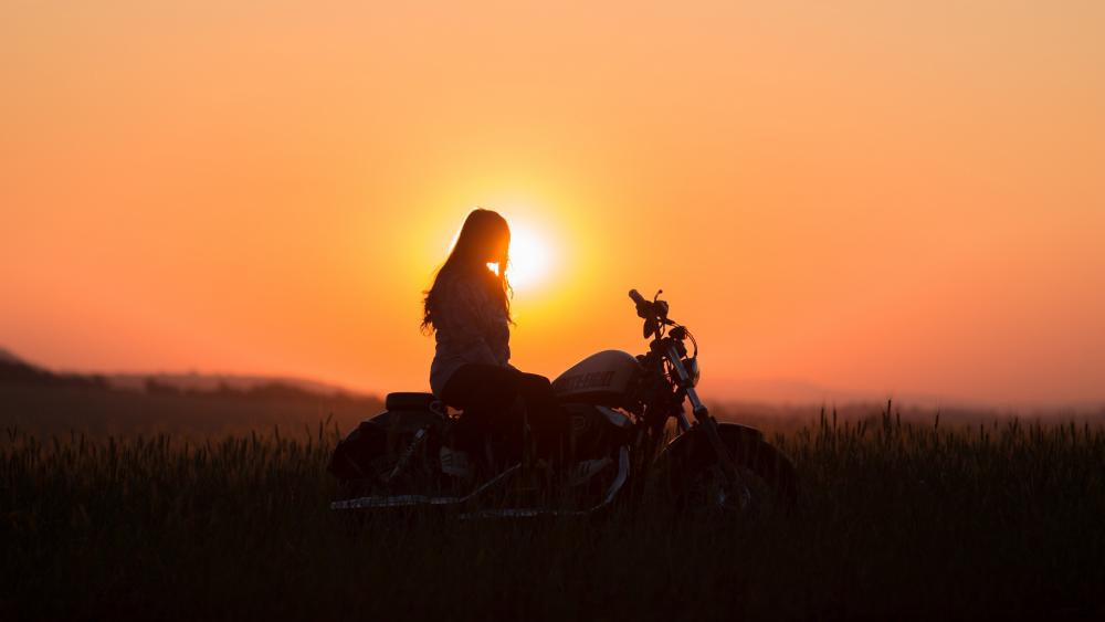 Woman on a Harley-Davidson Forty-Eight wallpaper