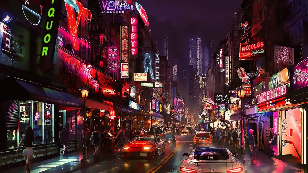 Futuristic metropolis wallpaper