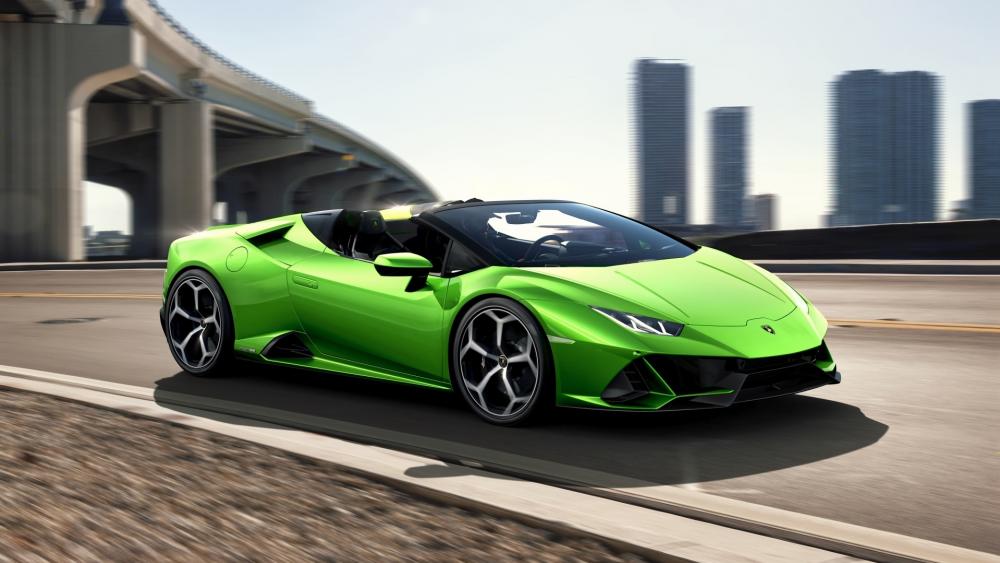 Green Lamborghini Huracán Evo Spyder wallpaper