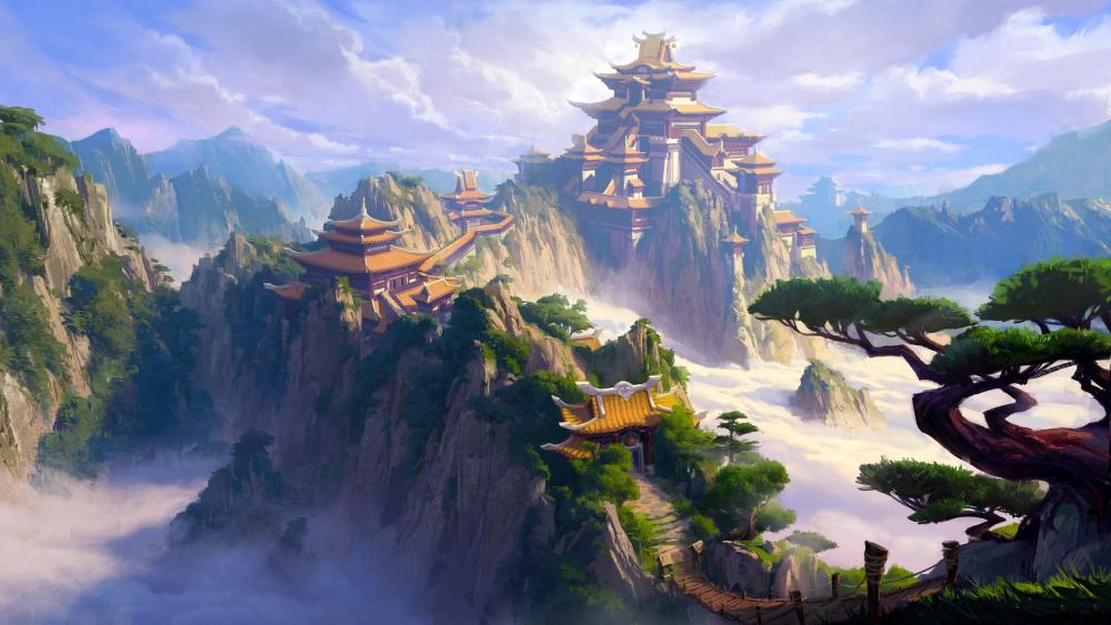 Chinese fantasy castle wallpaper