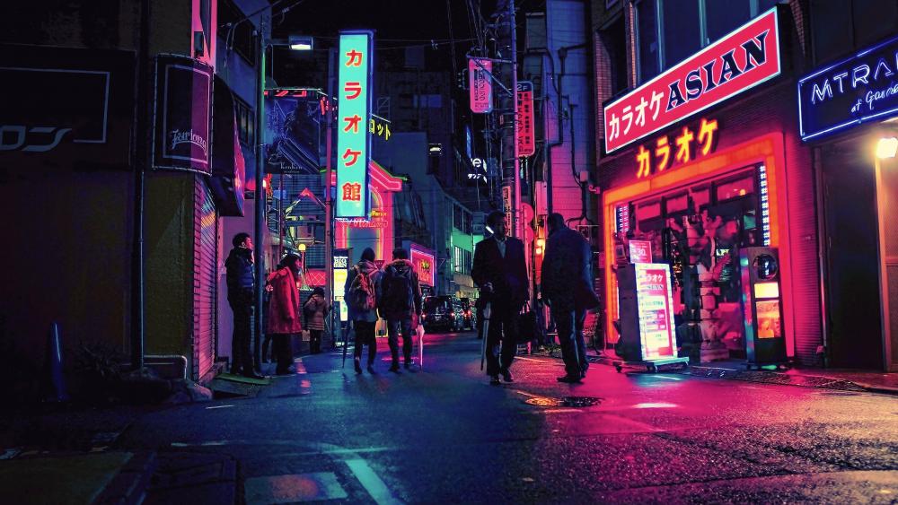 Neon lights in Japan wallpaper