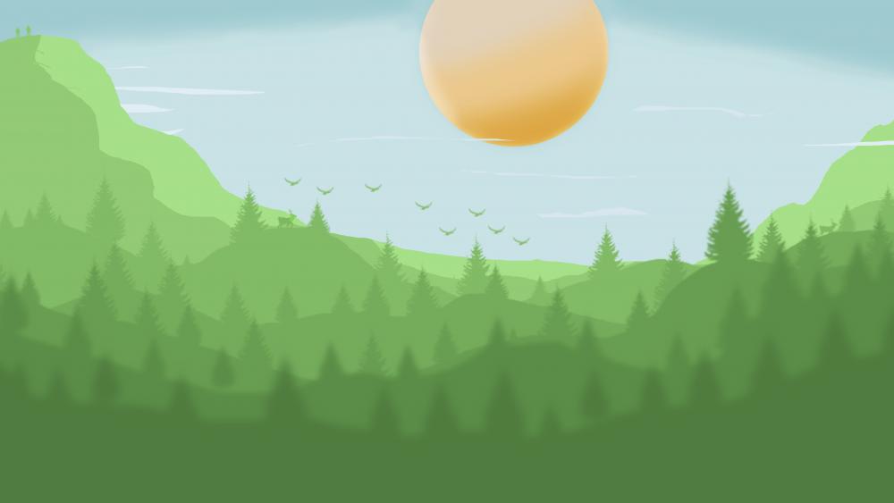 Minimalist green forest wallpaper