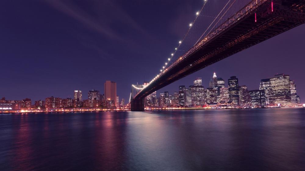 Brooklyn Bridge at night wallpaper - backiee