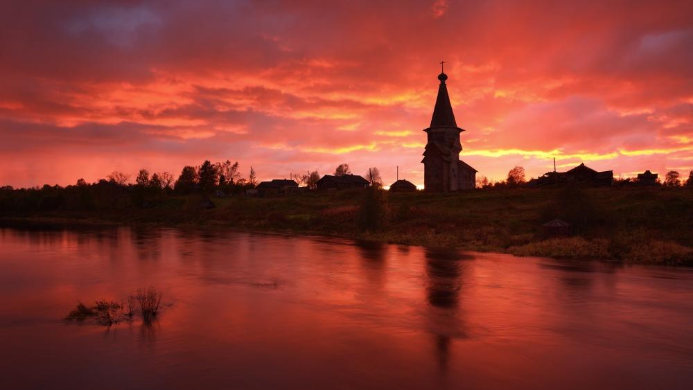 Traditional Assumption Church in Russia wallpaper