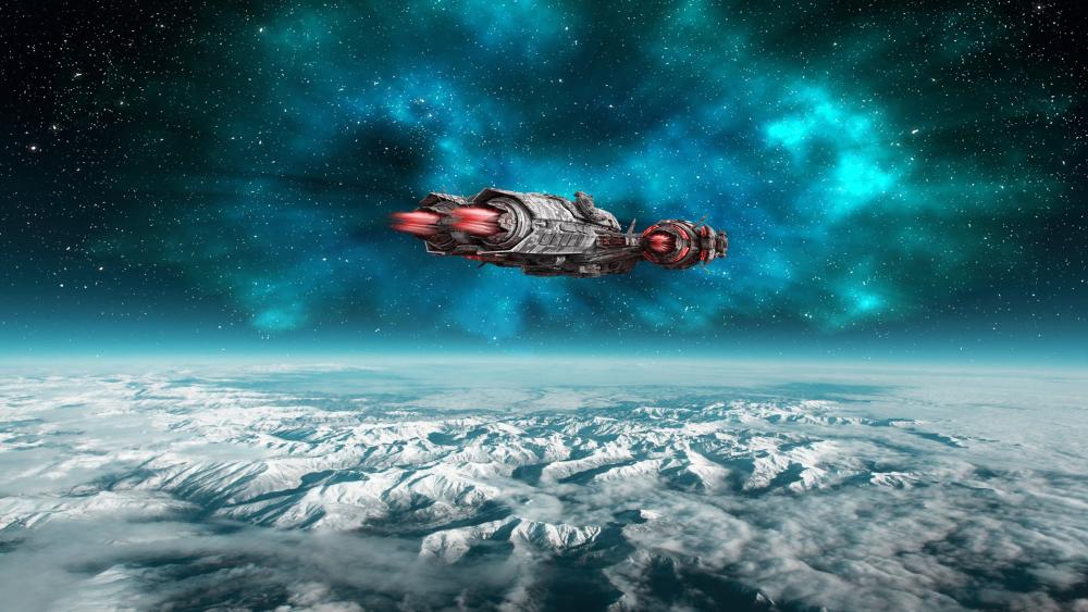 Spaceship sci-fi art wallpaper