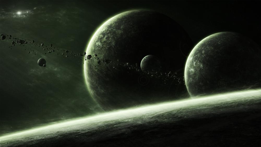 Planets and meteors wallpaper