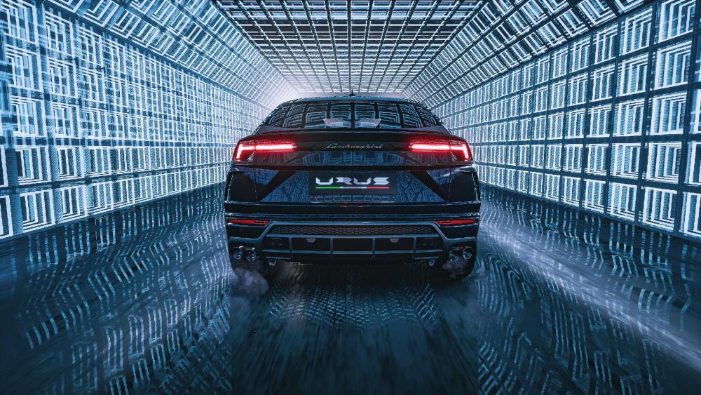 Lamborghini Urus rear view wallpaper