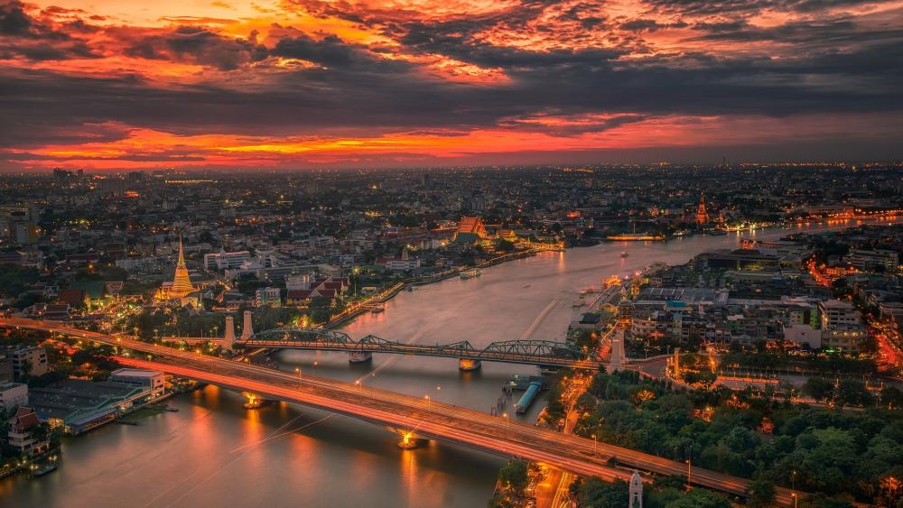 Bangkok at sunset wallpaper