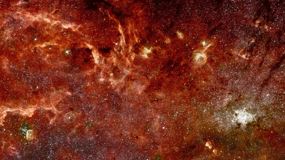 Hubble-Spitzer Color Mosaic of the Galactic Center wallpaper