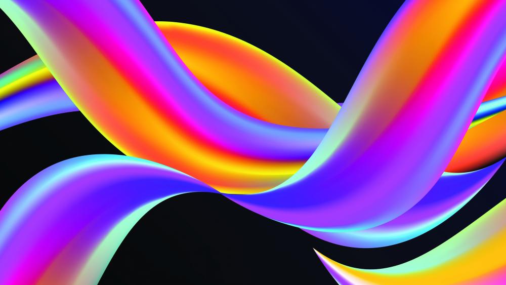 Neon colored wavy abstraction wallpaper