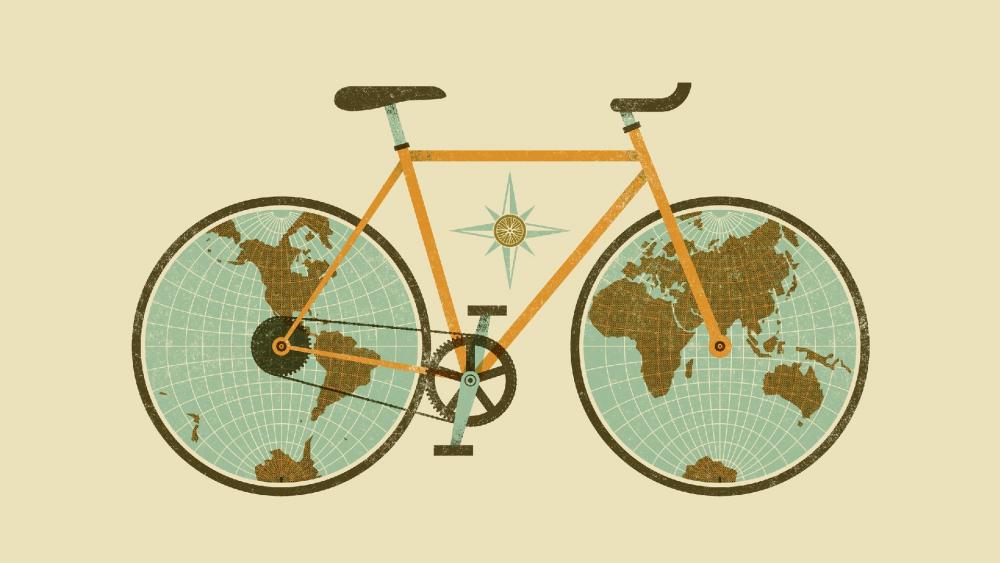 Bicycle wheel Earth wallpaper