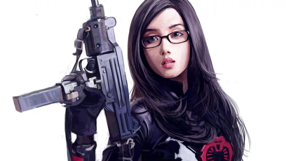 Anime girl with gun wallpaper