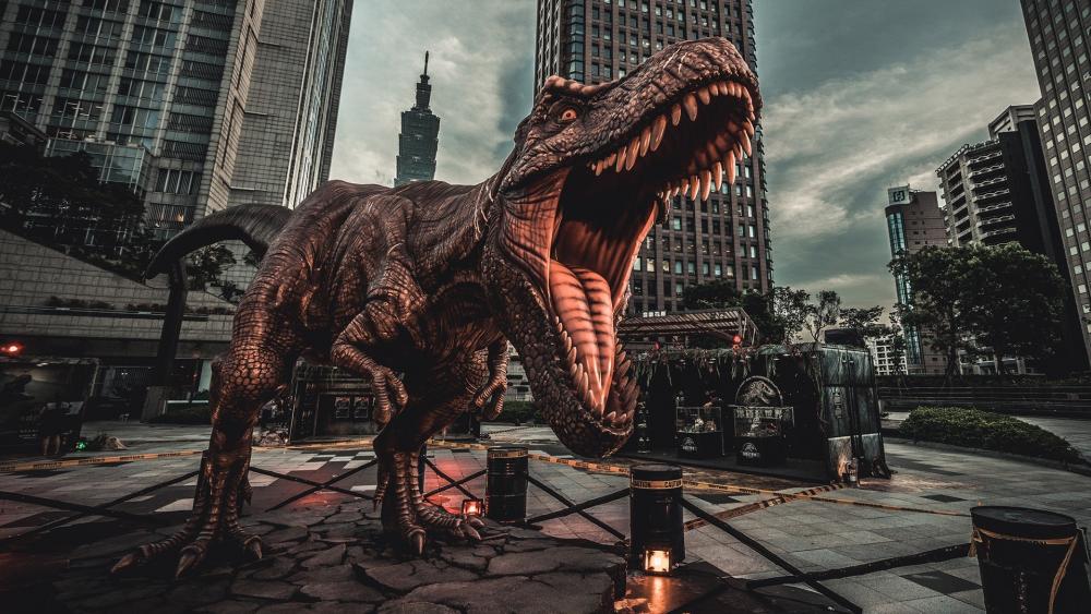 Dinosaur sculpture wallpaper