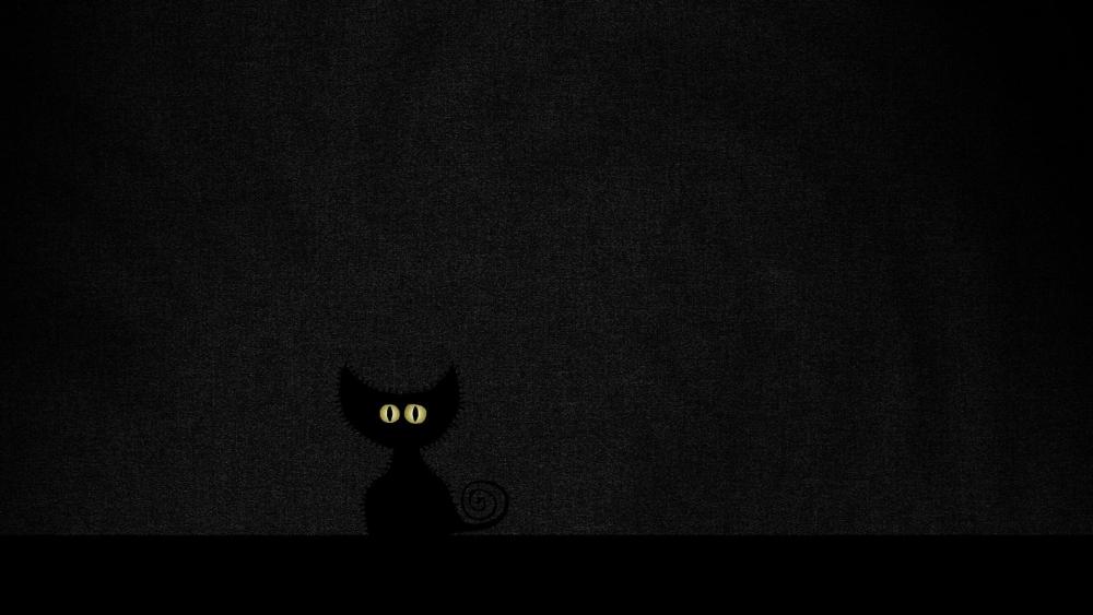 Black cat in the darkness wallpaper