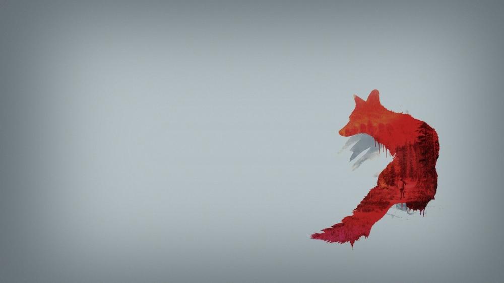 Red fox Double exposure wallpaper