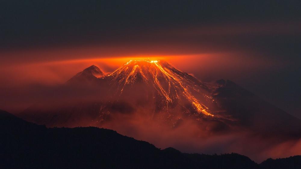 Volcanic eruption with lava wallpaper