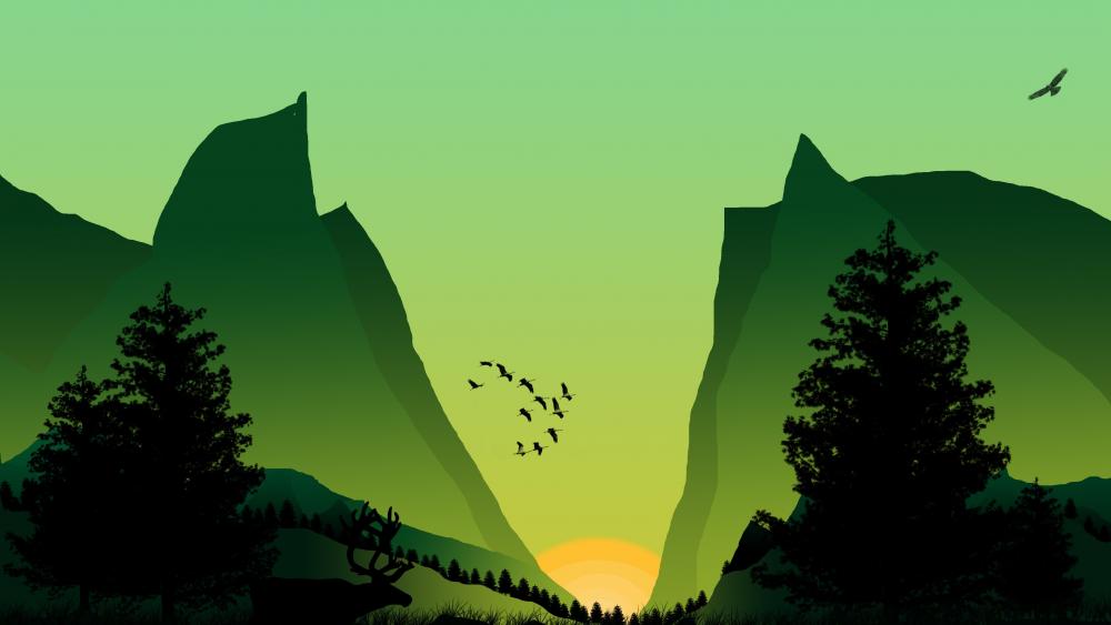 Green landscape wallpaper