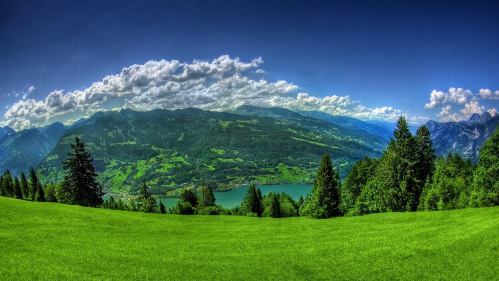 Beautiful panoramic landscape photo wallpaper