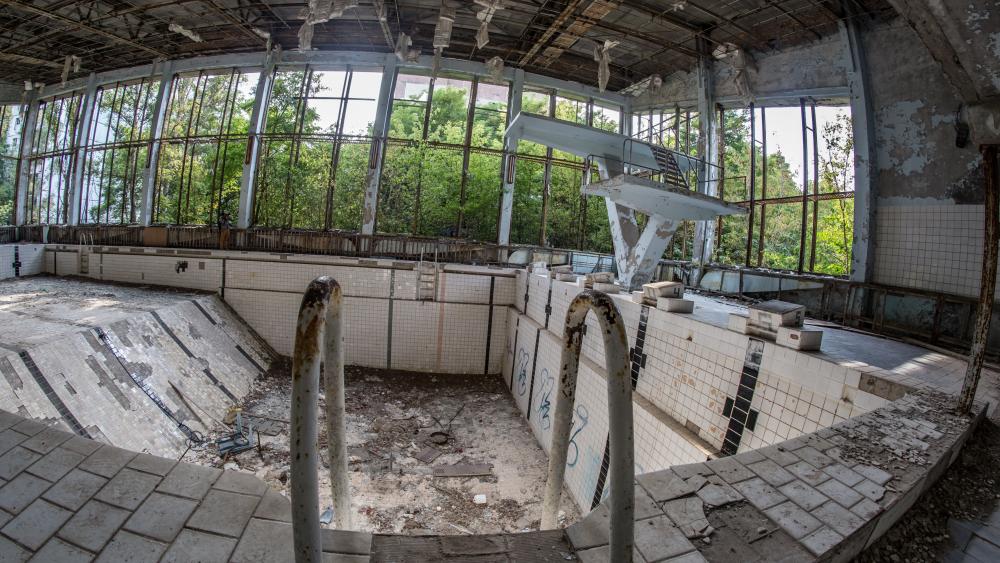 Swimming pool after the Chernobyl nuclear accident wallpaper