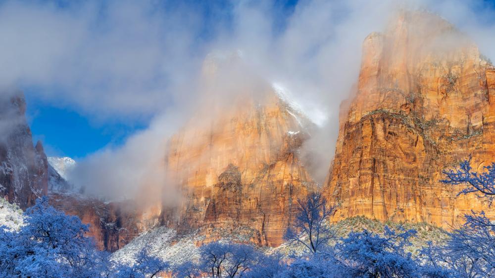 Zion National Park, The Three Patriarchs wallpaper