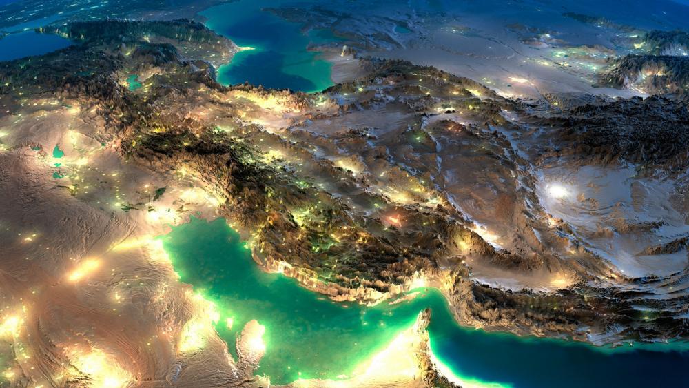 Iran from space at night wallpaper