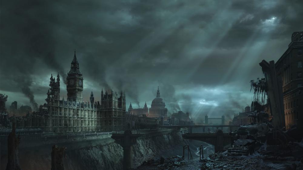 Apocaliptic London cityscape wallpaper