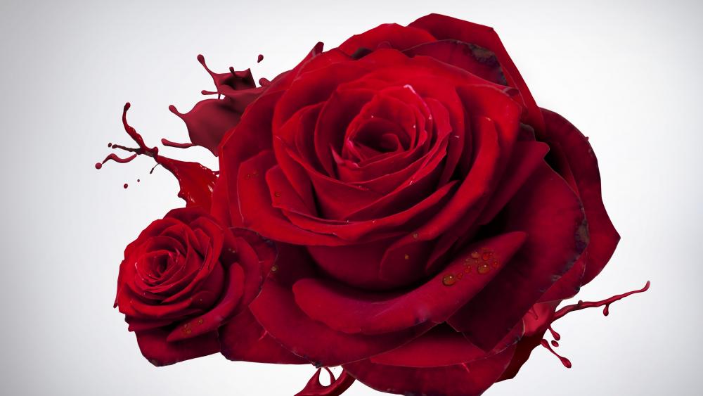 Red roses on white background wallpaper