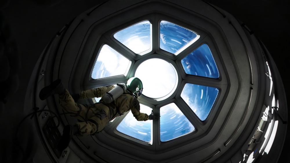 Astronaut in the spacecraft wallpaper