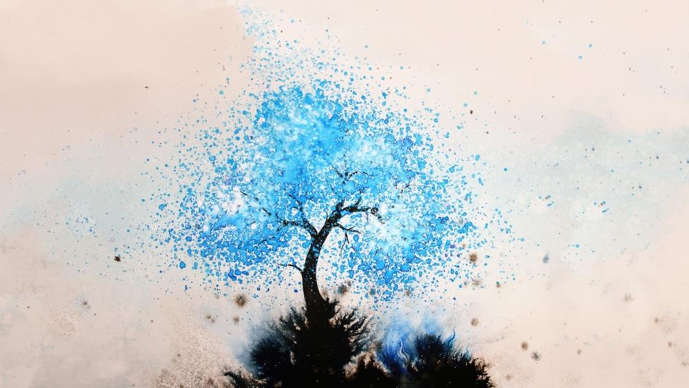 Blue tree abstract art wallpaper