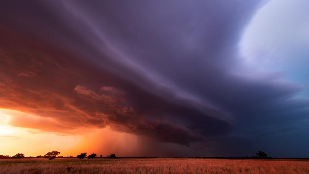 Stormy weather above the prairie wallpaper