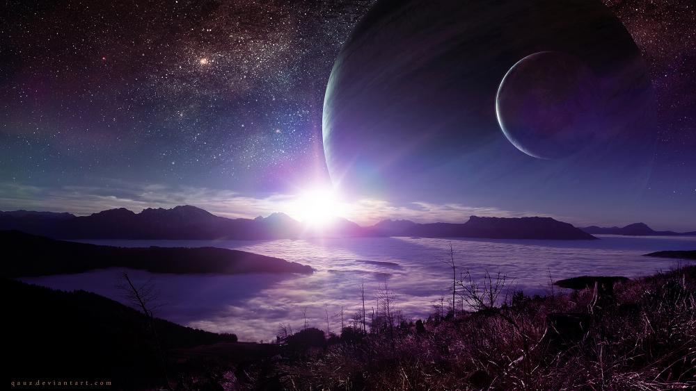 Fantasy planet landscape wallpaper