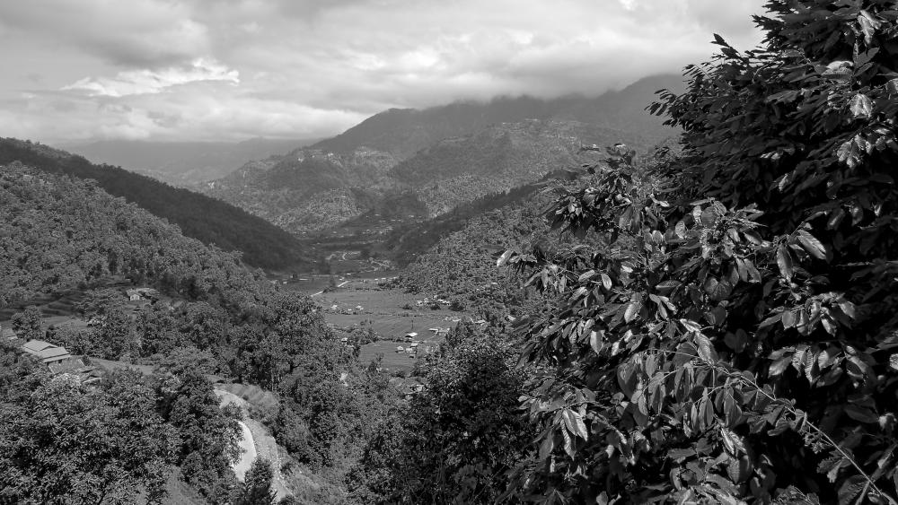 Mountain black and white photo wallpaper