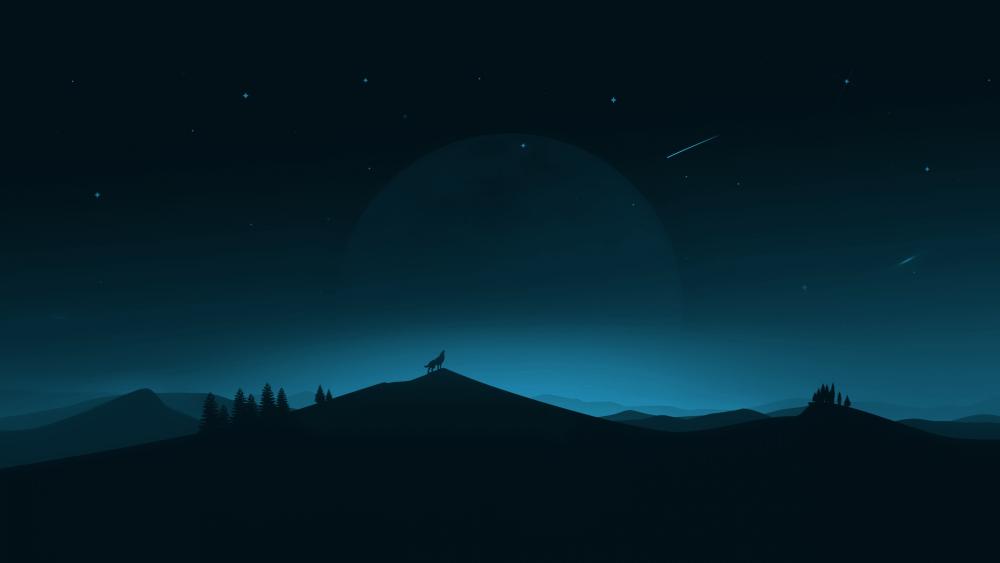 Howling wolf minimal art wallpaper