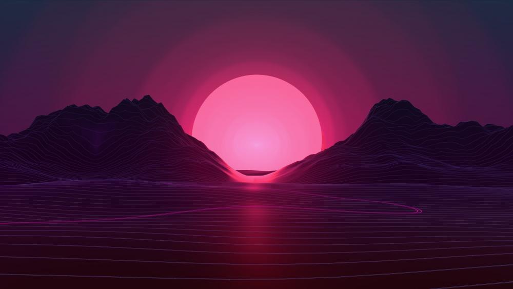 Vaporwave purple sunset wallpaper