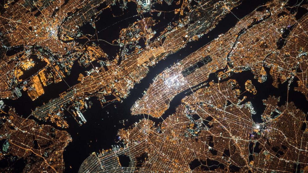 NYC Night Lights from the International Space Station wallpaper