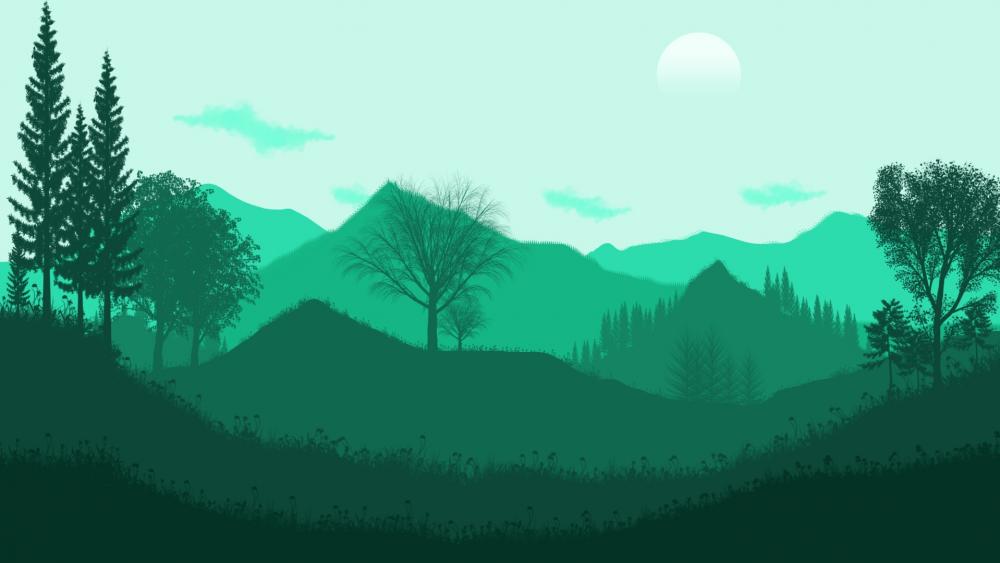 Green Flat Landscape - backiee