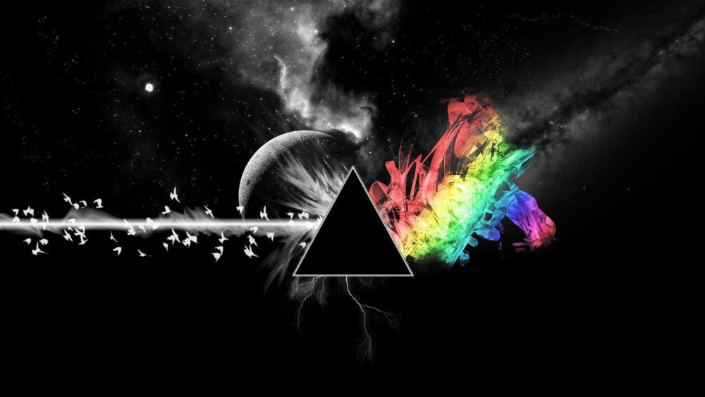 Rainbow flame and triangle wallpaper