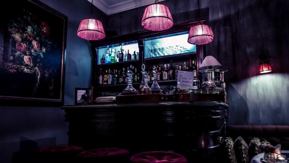 Bar in twilight wallpaper