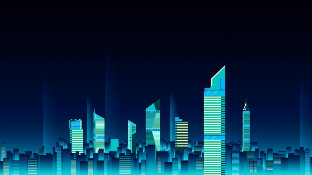 digital city wallpaper