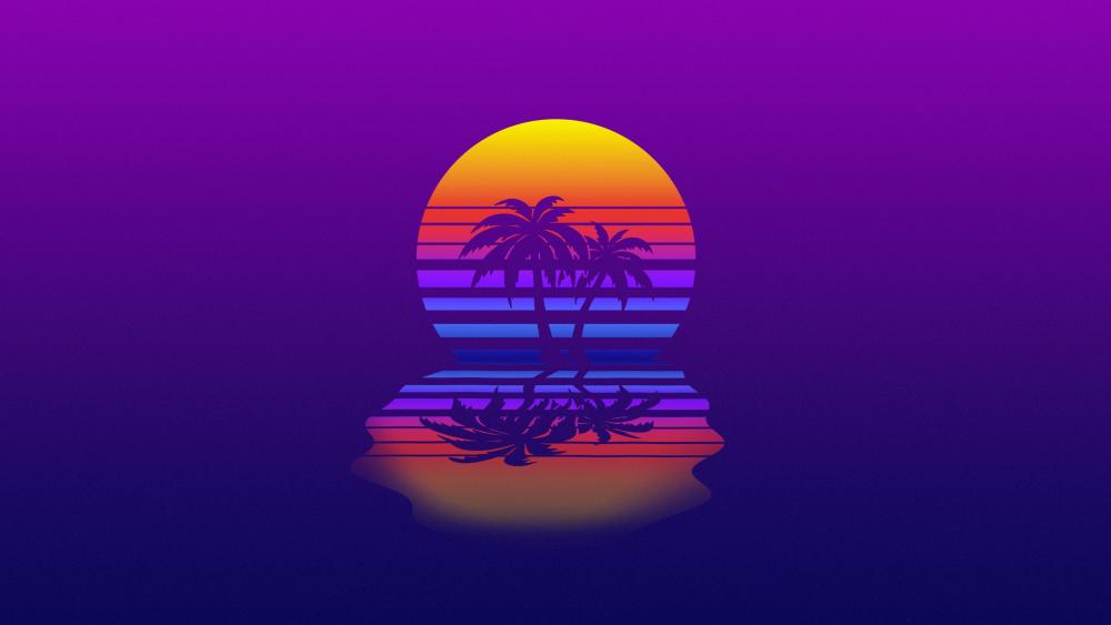 Synthwave palm tree wallpaper