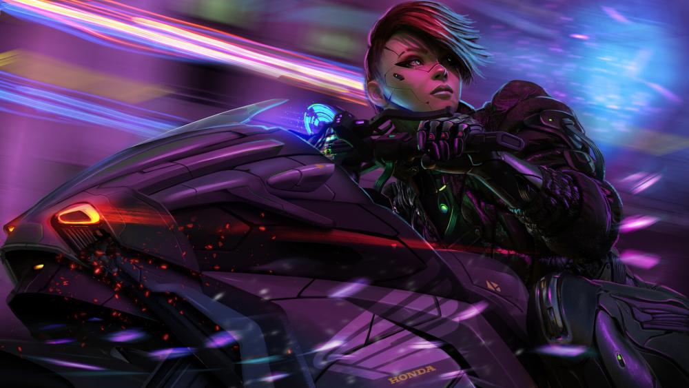 Cyberpunk Biker Girl Scifi HD Wallpaper 