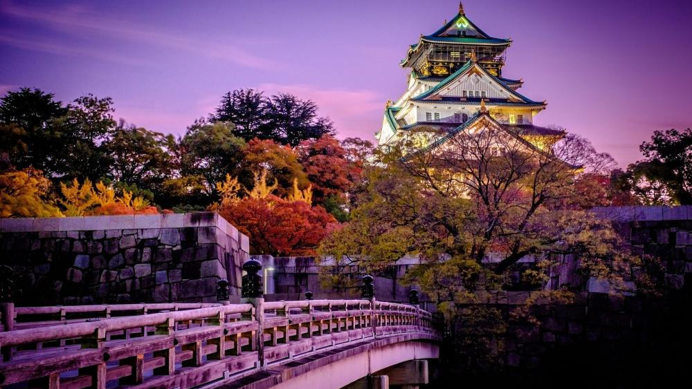 Osaka Castle at fall wallpaper