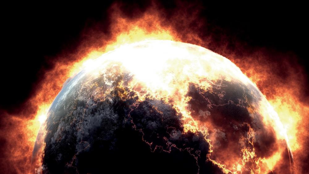 burning planet wallpaper