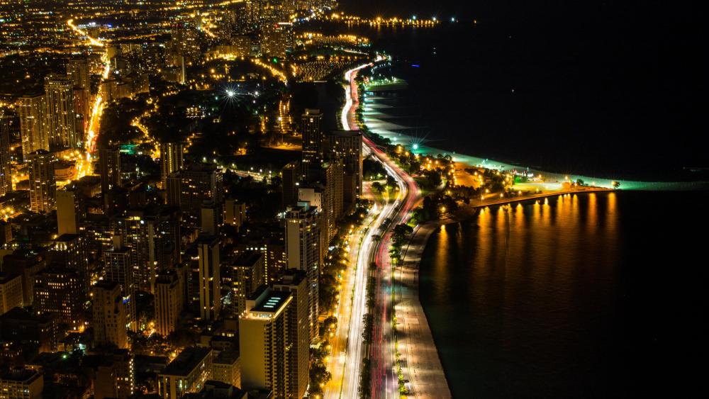Chicago Nighttime City Lights wallpaper