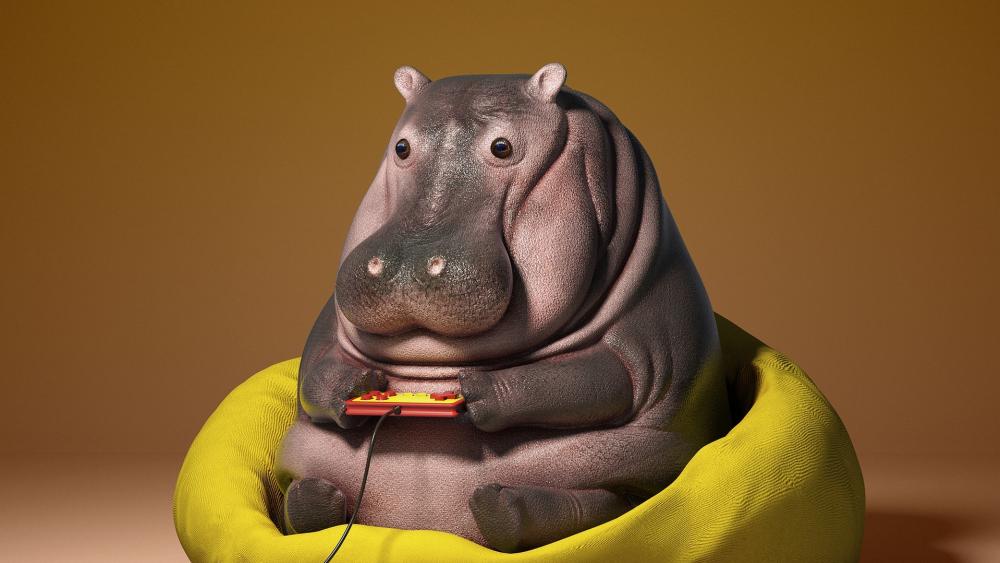 Gamer Hippo baby wallpaper