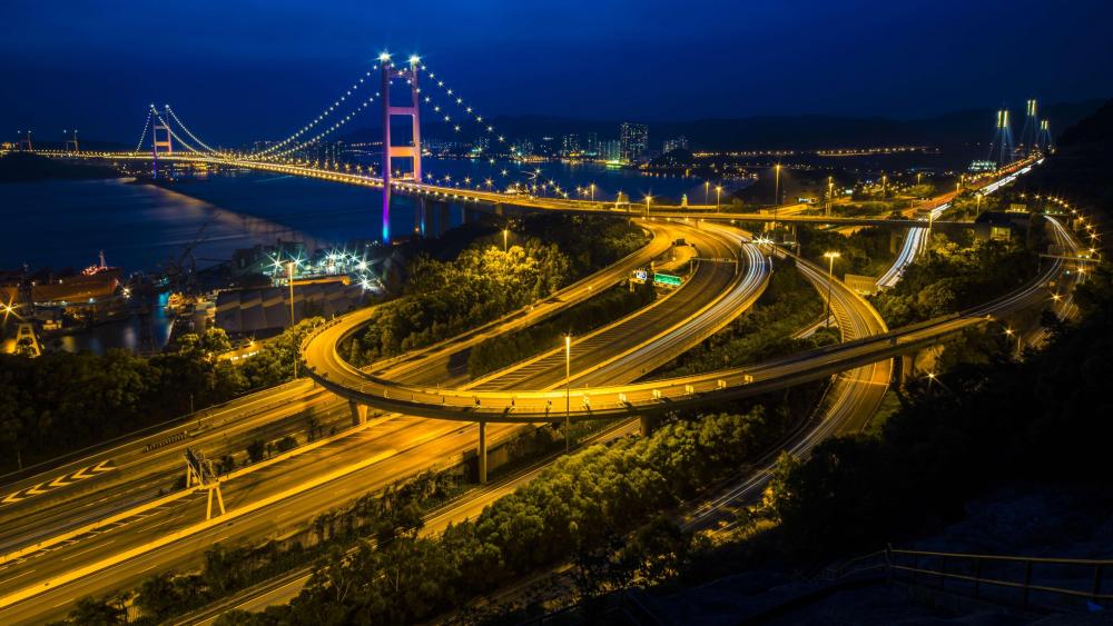 The Tsing Ma Bridge in Hong Kong wallpaper